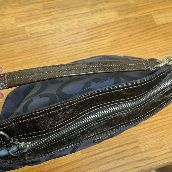 Coach Navy C Logo Shoulder Bag in shimmer canvas - Picture 13 of 16